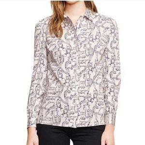 Tory Burch Silk Angelique Button Up Blouse Size 6
